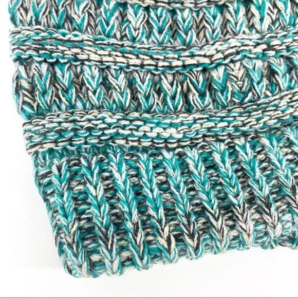 C.C.🌺Multi Teal Knitted Kids Beanie Hat - Picture 4 of 5